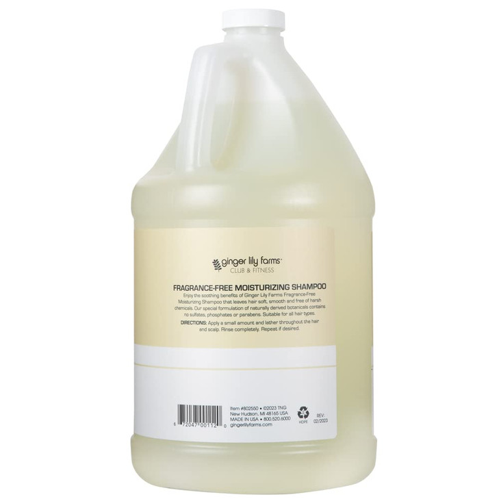 Ginger Lily Farms Club Fitness Moisturizing Shampoo for All Hair Types 100 Vegan CrueltyFree Fragrance Free 1 Gallon 128