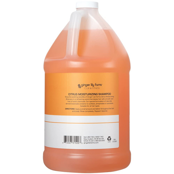 Ginger Lily Farms Club Fitness Moisturizing Shampoo for All Hair Types 100 Vegan CrueltyFree Citrus Scent 1 Gallon 128 f