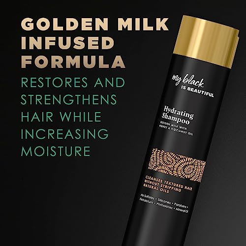 My Black is Beautiful Hydrating Shampoo Sulfate Free for Curly and Coily Hair with Coconut Oil Honey and Turmeric 96 Fl