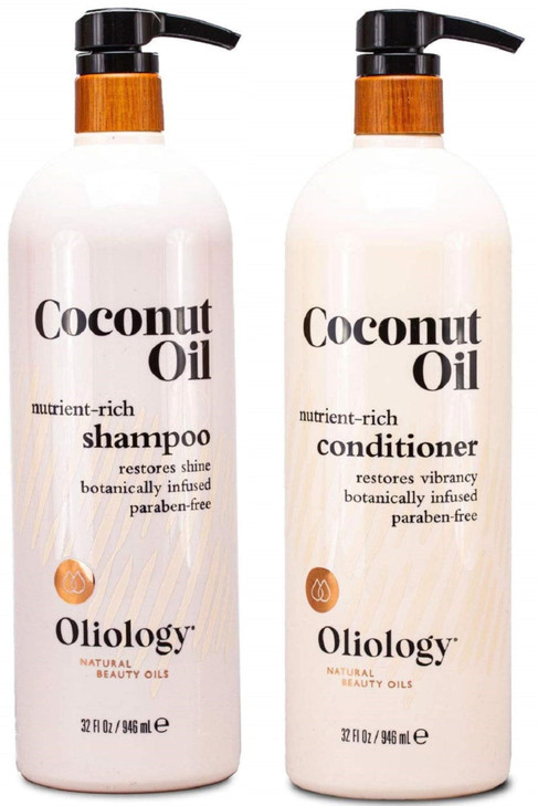 Oliology Nutrient Rich Coconut Oil Shampoo Conditioner Combo Pack Helps Restore Damaged Hair Provides Intense Shine Mois