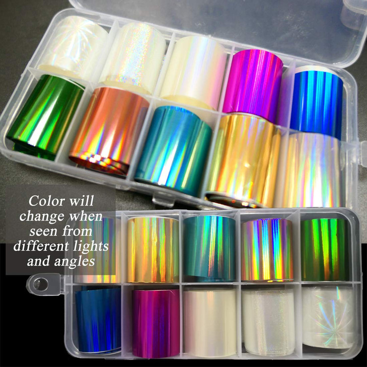 AddFavor 30 Roll Holographic Transfer Nail Foil Sticker Silver Laser Nail Decals 10 Roll Nails Strip Tape for Nails Art Design Decoration online at globaldelivered