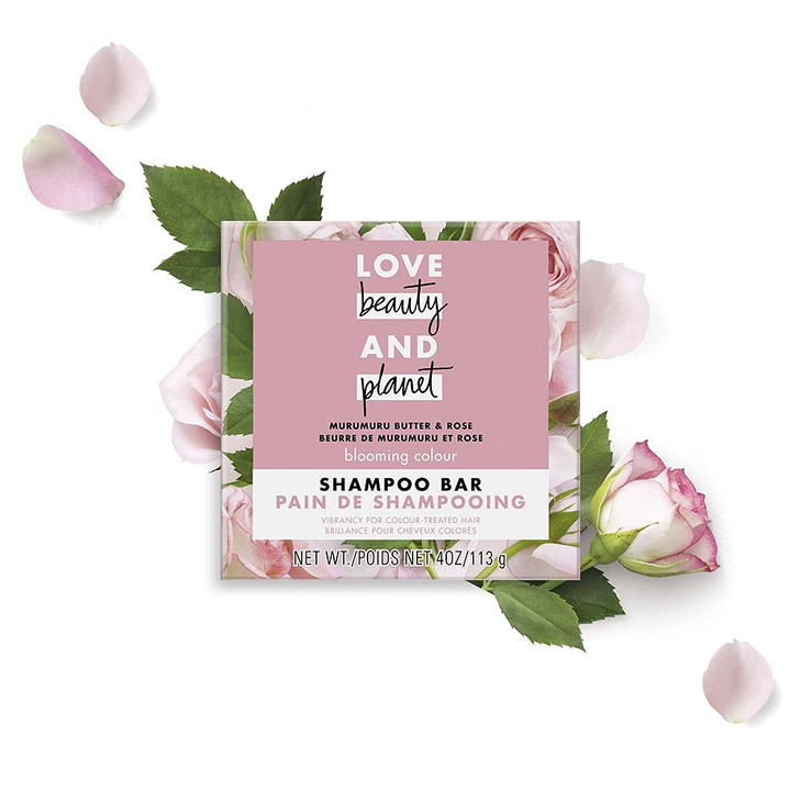 Love Beauty And Planet Blooming Color Shampoo Bar for Color Treated Hair Murumuru Butter Rose Color Vibrancy 40 oz