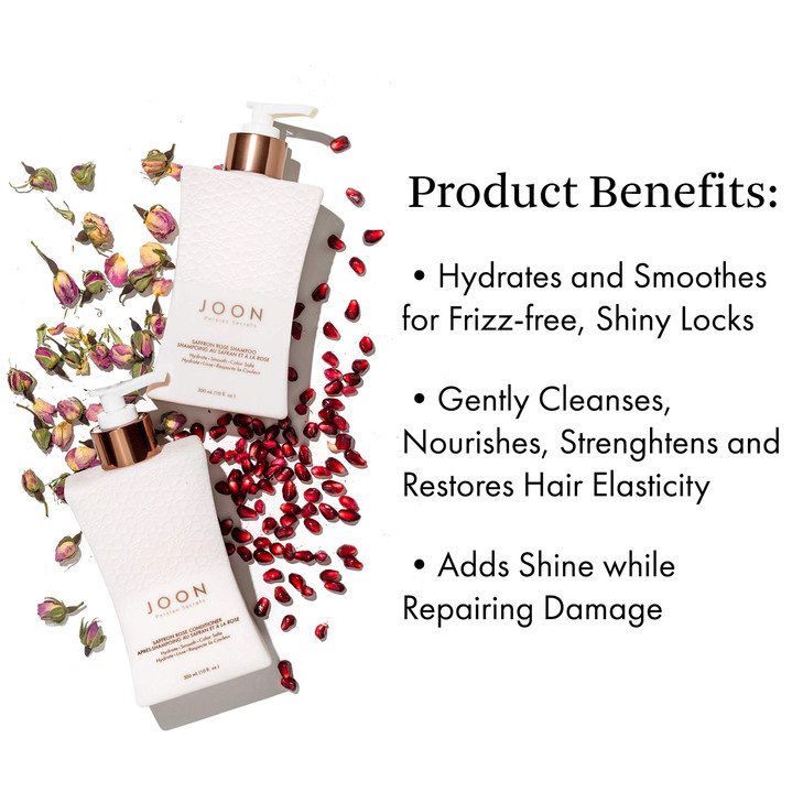 Joon Moisturizing Trio Set 11oz Saffron Hair Elixir 101oz Saffron Rose Shampoo and Conditioner