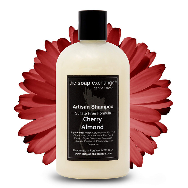 The Soap Exchange Hair Shampoo Cherry Almond Scent Hand Crafted 12 fl oz 354 ml Natural Artisan Hair Care Gentle Sulfate