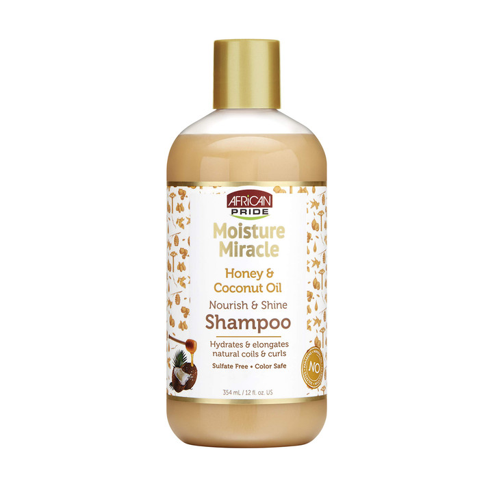 African Pride Moisture Miracle Honey Coconut Oil Shampoo For Natural Coils Curls Nourishes Shines Sulfate Free Color Saf