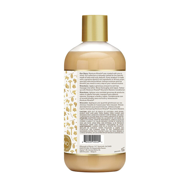 African Pride Moisture Miracle Honey Coconut Oil Shampoo For Natural Coils Curls Nourishes Shines Sulfate Free Color Saf