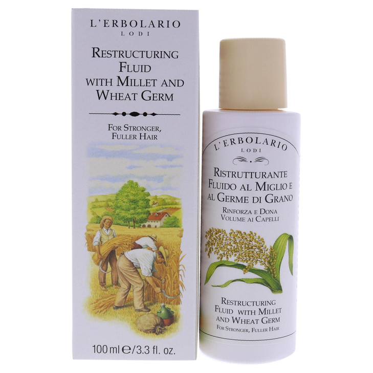 LErbolario Millet And Wheat Restructuring Fluid ReCompacting And Protective Treatment Hair Serum To Repair The External
