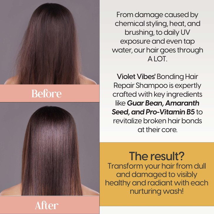 Violet Vibes Bonding Hair Repair Shampoo Advanced Bonding Formula for Daily Hair Strength Health Restorative Nourishing