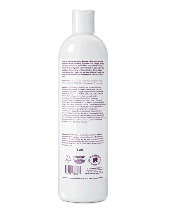 SalonLogic Everyday Clean Pure Shampoo and Conditioner Set Lavender Salon Quality Keratin treatment Naturally Scented Hy