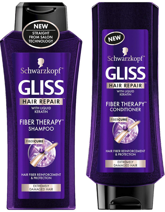 Schwarzkopf Gliss Hair Repair Fiber Therapy For Extremely Damaged Hair Shampoo Conditioner Set Net Wt 136 FL OZ 400 mL P