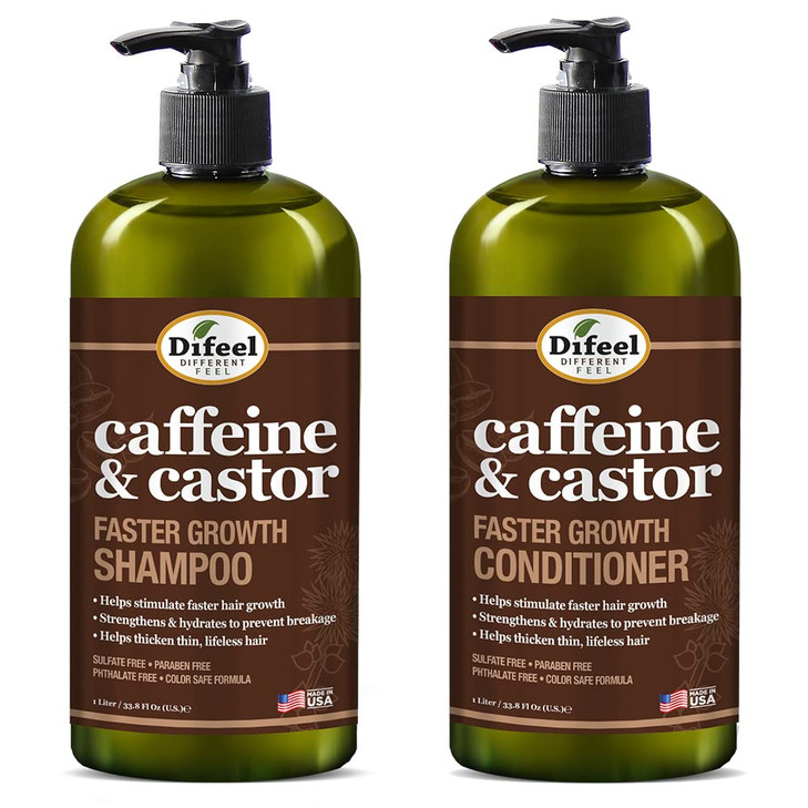Difeel 2PC Caffeine Castor Shampoo Conditioner for Faster Hair Growth 338 oz 2PC Shampoo Conditioner Set