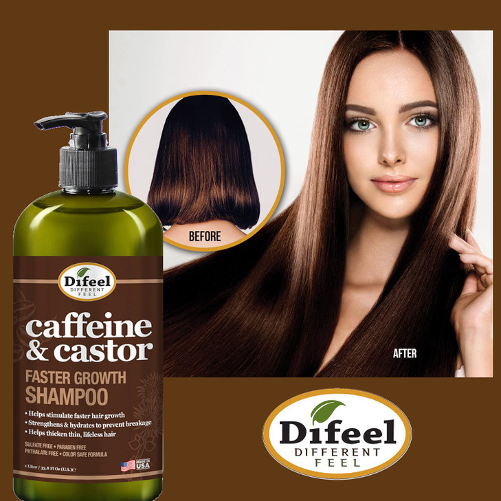 Difeel 2PC Caffeine Castor Shampoo Conditioner for Faster Hair Growth 338 oz 2PC Shampoo Conditioner Set