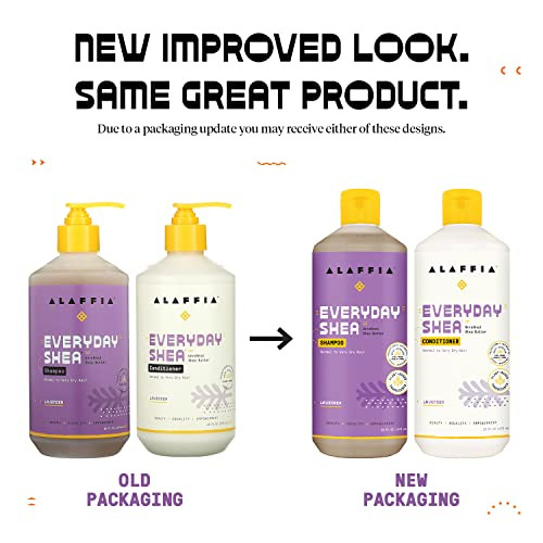 Alaffia EveryDay Shea Shampoo and Conditioner Normal to Very Dry Hair Cleans and Protects Supports Balance pH for Luxuri