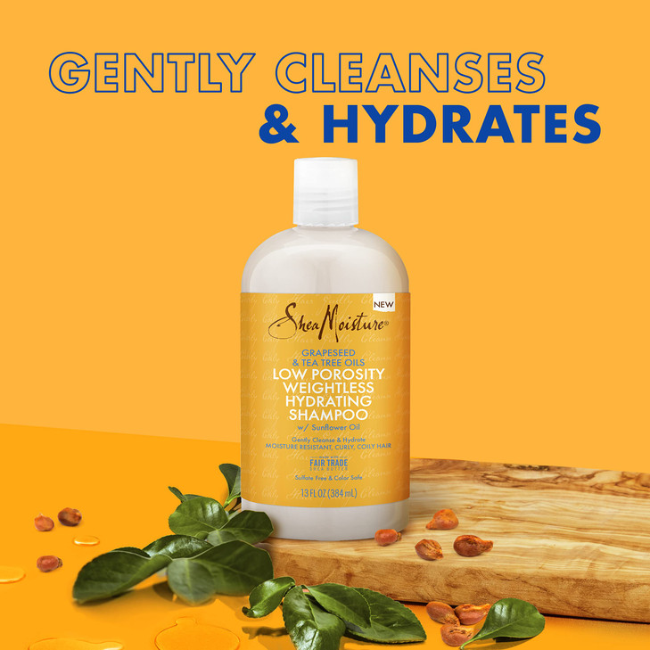 SheaMoisture Low Porosity Weightless Hydrating Shampoo For Moisture Resistant Curly Coily Hair Lightweight Hair Shampoo