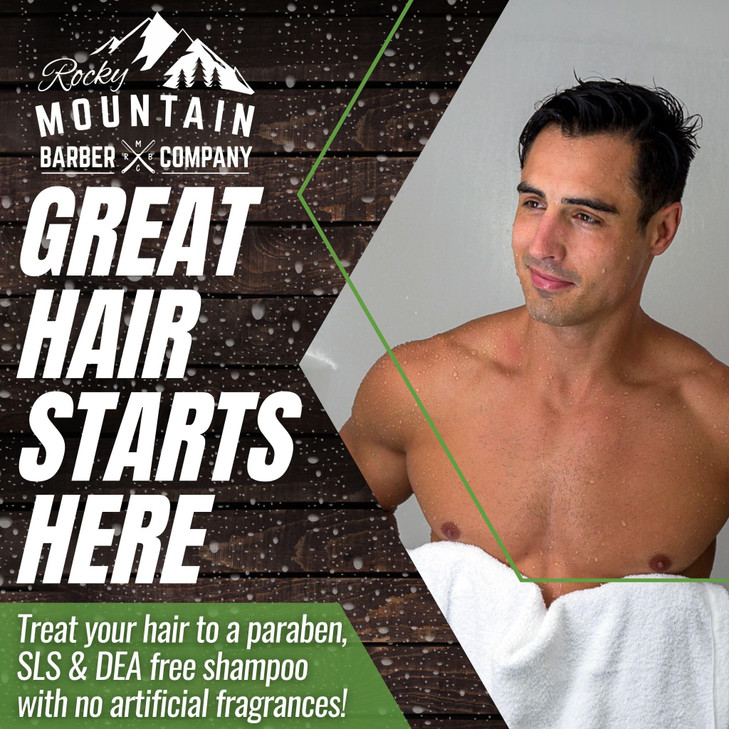 Rocky Mountain Barber Company Mens Shampoo Tea Tree Oil Peppermint Eucalyptus for All Hair Types
