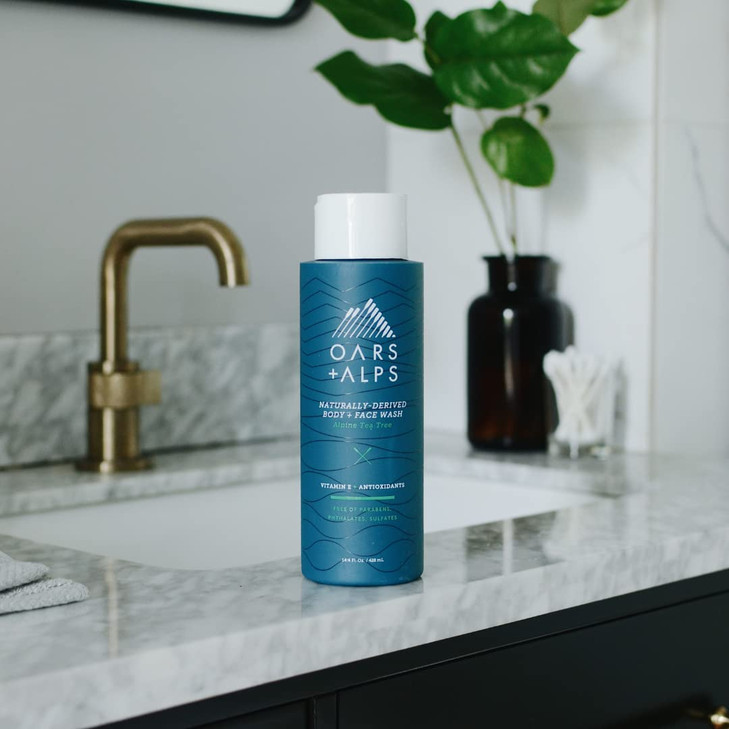 Oars Alps Mens Sulfate Free Hair Shampoo Conditioner and Body Wash Kit Moisturizing Skin Care Infused with Witch Hazel a