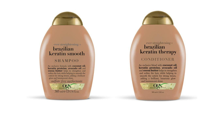 OGX Everstraightening Brazillian Keratin Therapy Shampoo and Conditioner 13 Oz 2 Bottle Set