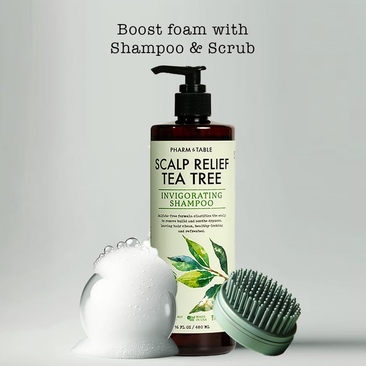 PHARM TO TABLE Tea Tree Shampoo For Men and Women Deep Cleansing SulfateFree Formula Relief for Dry Itchy Scalp Infused