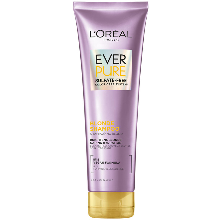 LOreal Paris Blonde Sulfate Free Shampoo for ColorTreated Hair Neutralizes Brass Balances EverPure 85 Fl Oz Packaging Ma