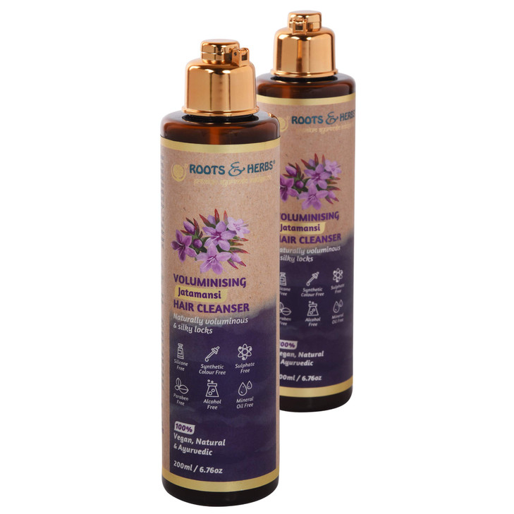 ROOTS AND HERBS Vegan Jatamansi Hair Shampoo Volume Hair Treatment Cleanser for growth oily scalp keratherapy protecting