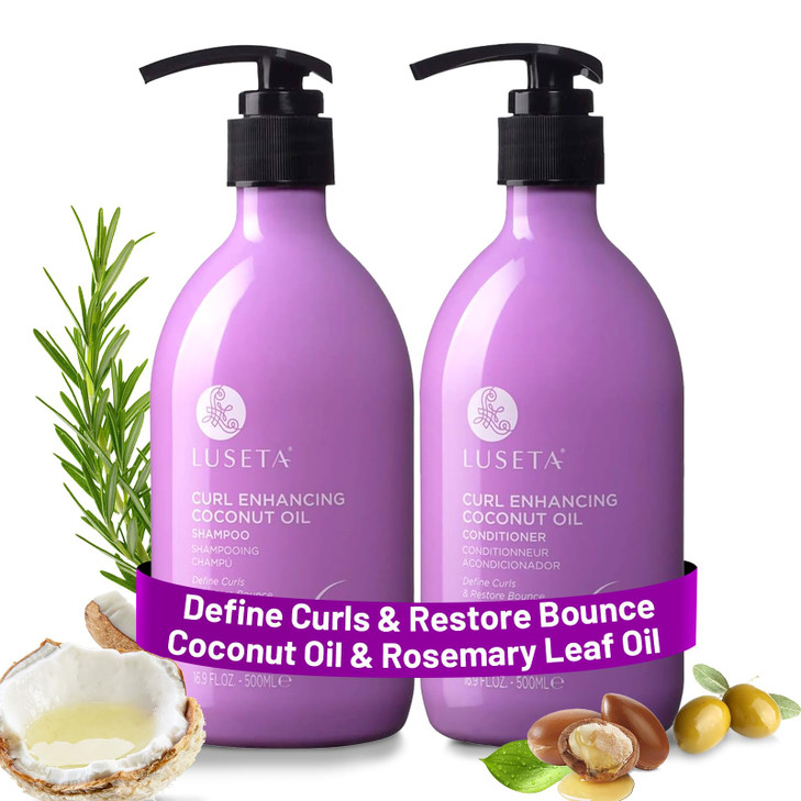 Luseta Curly Hair Shampoo Conditioner Set with Coconut Oil Unlimited Bounce and Definition for wavy and Coily hair Reduc