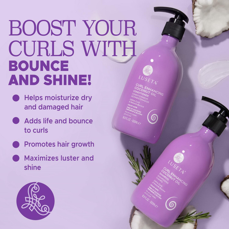 Luseta Curly Hair Shampoo Conditioner Set with Coconut Oil Unlimited Bounce and Definition for wavy and Coily hair Reduc
