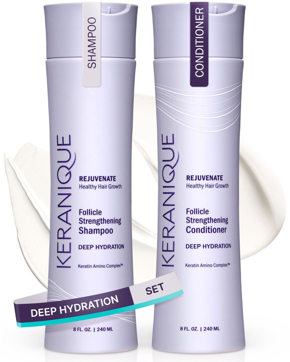 Keranique Hydrating Shampoo and Conditioner Set Deep Hydration Hair Shampoo and Conditioner for Repairing Natural Moistu