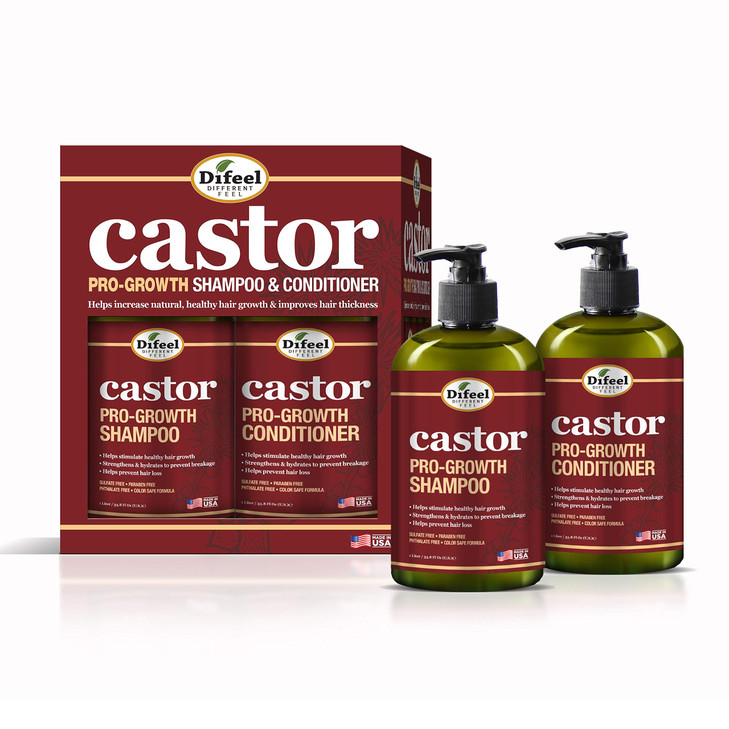 Difeel Castor ProGrowth Shampoo 12 oz Conditioner 12 oz 2Piece Set