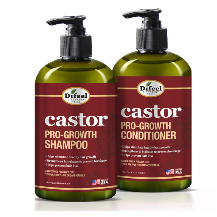 Difeel Castor ProGrowth Shampoo 12 oz Conditioner 12 oz 2Piece Set