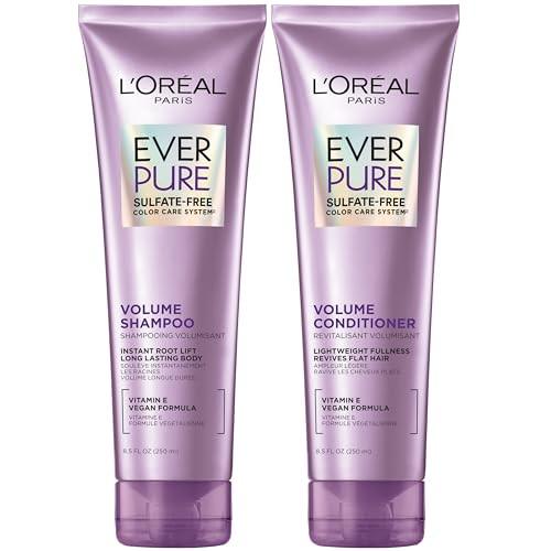 LOreal Paris Volume Sulfate Free Shampoo and Conditioner for ColorTreated Hair EverPure 85 Fl Oz Set of 2