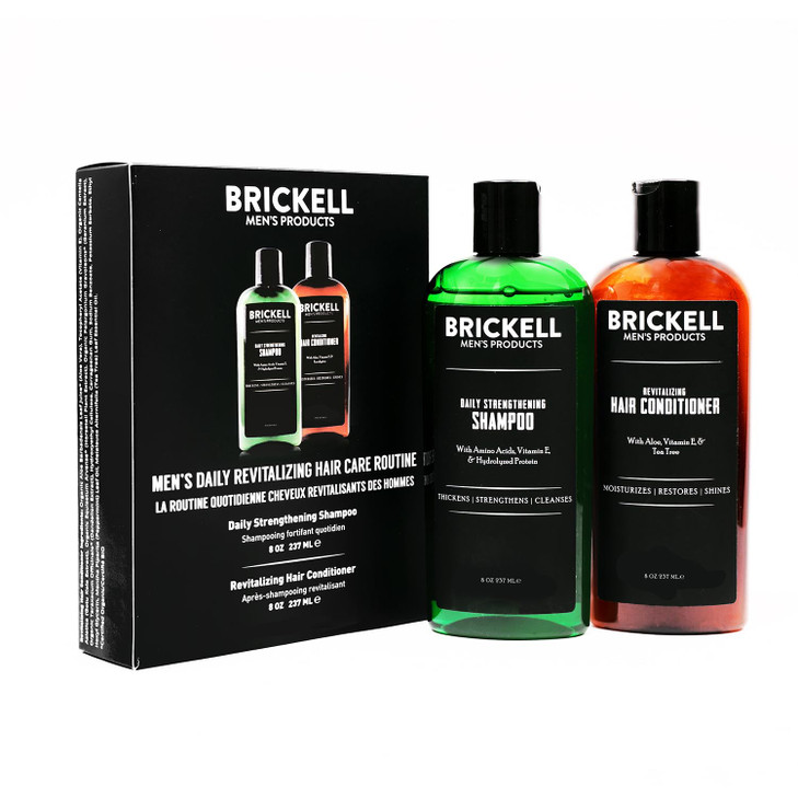 Brickell Mens Daily Revitalizing Hair Care Routine Shampoo and Conditioner Set For Men Mint and Tea Tree Oil Shampoo Str