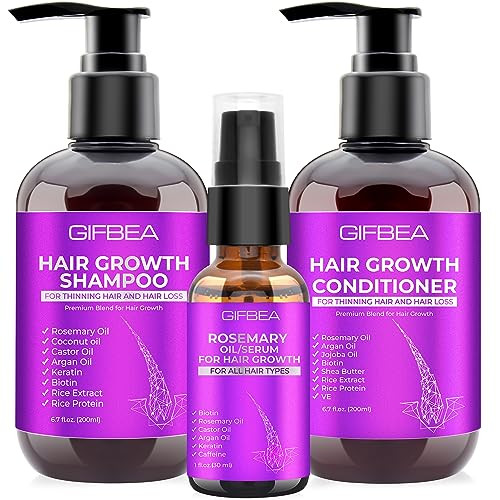 Hair Growth Shampoo and Conditioner Set With Rosemary Biotin Argan and Castor Oils for Thinning Damaged Curly Hair