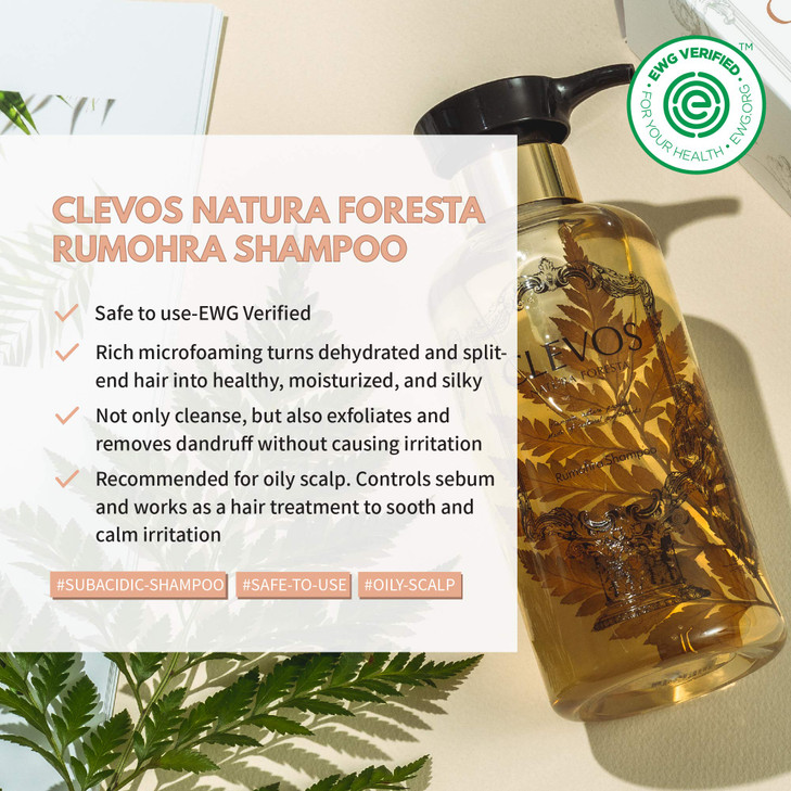 Clevos Natura Foresta Natural Organic Hair Shampoo 1792 Fl Oz for Oily Itchy Scalp Type Pleasant Rumohra Scent Reduce It