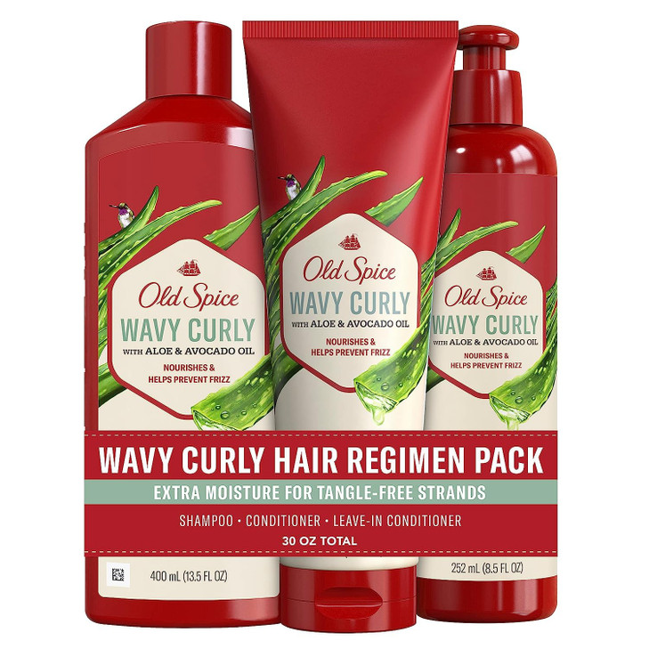 Old Spice Shampoo Conditioner and Leavein Conditioner Set for Men Wavy Curly Hair Regimen Bundle