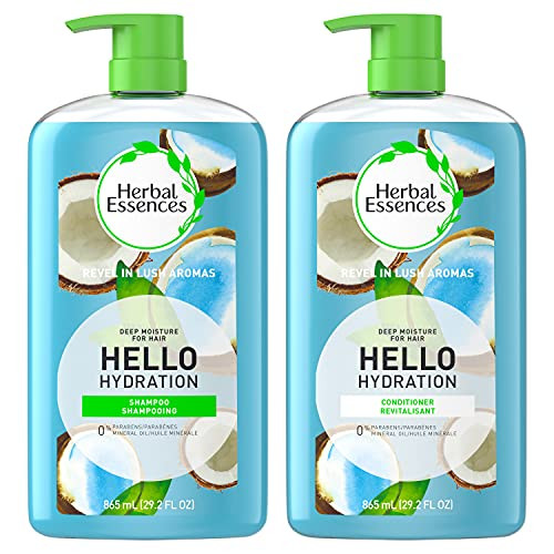 Herbal Essences Moisturizing Shampoo and Conditioner Set Paraben Free Hello Hydration Safe for ColorTreated Hair Coconut