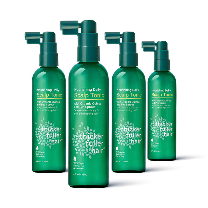 Thicker Fuller Hair Nourishing Daily Scalp Tonic for Thin and Thinning Hair 4 FL OZ Pack of 4