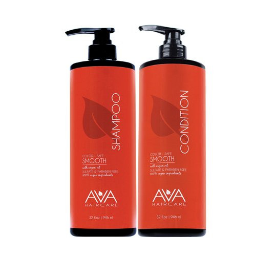 Ava Haircare Smooth Shampoo And Conditioner Vegan Sulphate Free Paraben Free Cruelty Free Set of 2 33oz Each