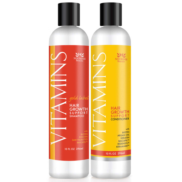 Nourish Beaute Vitamins Premium Shampoo and Conditioner Set for Hair Loss that Promotes Hair Regrowth For Men and Women