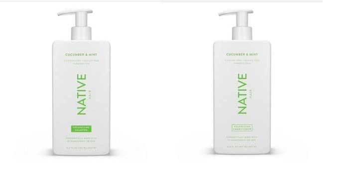 Native Vegan Cucumber Mint Natural Volume Shampoo Conditioner Set Clean Sulfate Paraben and Silicone Free 165 fl oz Each