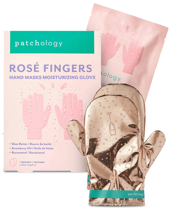 Patchology Rosé Fingers Renewing Hand Mask - Strawberry-Scented Moisturizing Gloves with Shea Butter for Dry & Cracked Hands, Repairing Hand Treatmen online at globaldelivered