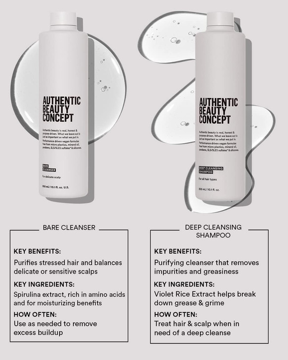 Authentic Beauty Concept Deep Cleansing Shampoo Purifying Cleanser Removes Impurities Grease All Hair Types Vegan Cruelt