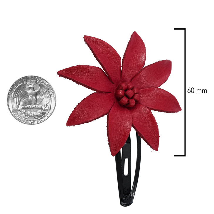 AeraVida Handmade Red Lily Genuine Leather Hair Pinch Clip | Elegant Floral Hair Accessory for Women | Unique Leather Lily Hair Clip online at globaldelivered