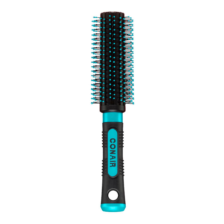Conair Grip Style Round Brush Nylon Bristle Hair Brush for Blowout Styling Ideal for Coarse Curly Wavy Hair Teal