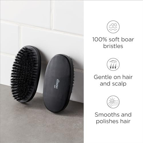 Diane 100 Boar Bristle Military Brush for Men and Women Waves Detangling Smoothing Fine to Medium Hair Restores Shine an