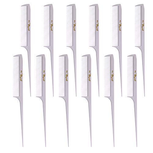 Krest Cleopatra 812 inch Rattail Combs Extra Fine Tooth Rat Tail Comb Model 441 Color White 1 Dozen