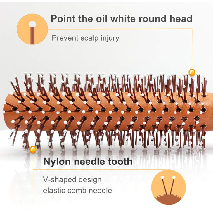 Round Styling Hair Brush Orange Handle Professional Vent Brush for Blow Drying Used for blow drying short hair for both