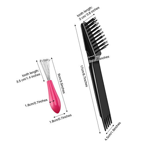 Boao 2 Pcs Hair Brush Cleaning Tool Set2in1 Double Headed Hair Brush CombMetal Toothed Cleaner Dirt Remover Portable Hai