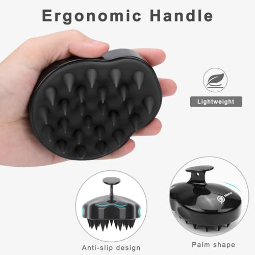 FREATECH 2Pack Scalp Massager Shampoo Brush Shower Hair Scrubber Scalp Exfoliator with Flexible Silicone Bristles for Da