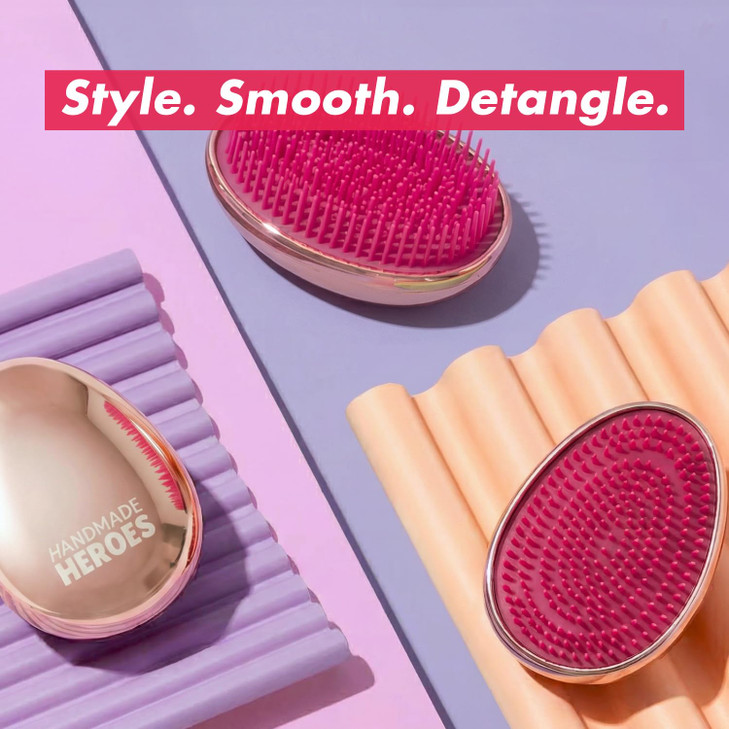 Drop Dead Gorgeous Rose Gold Hair Brush For Wet Dry Hair All Hair Types Detangler Palm Brush SelfCare Travel Essential