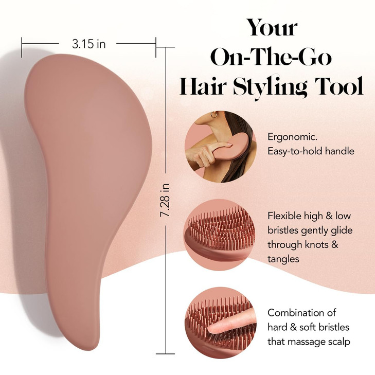 Kitsch Detangler Brush Gentle Curly Hair Brush with Flexible Bristles for All Hair Types Wet or Dry Detangling Hair Brus